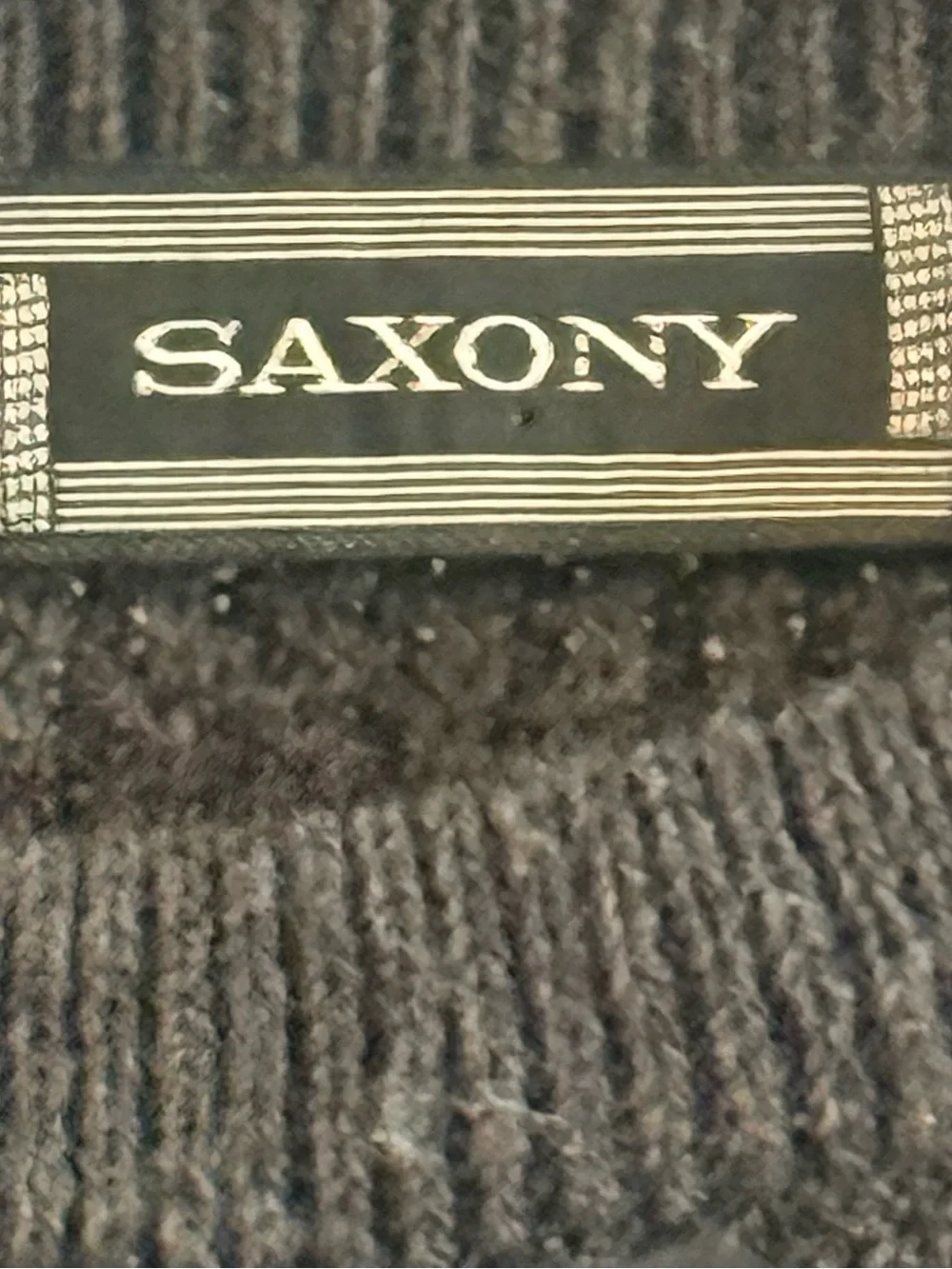 Vtg Saxony Sweater Mens L Gray Red Leather  Knit Abstract 80s 90s Coogi Style 3D